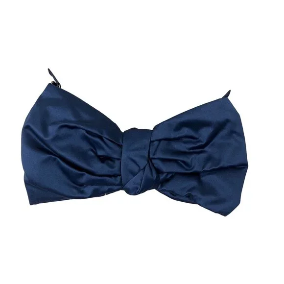 Valentino Midnight Blue Satin Bow Clutch With Zip Closures - Picture 4 of 10